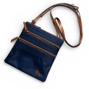 Dooney & Bourke Nylon North South Triple Zip Small Crossbody Bag Navy